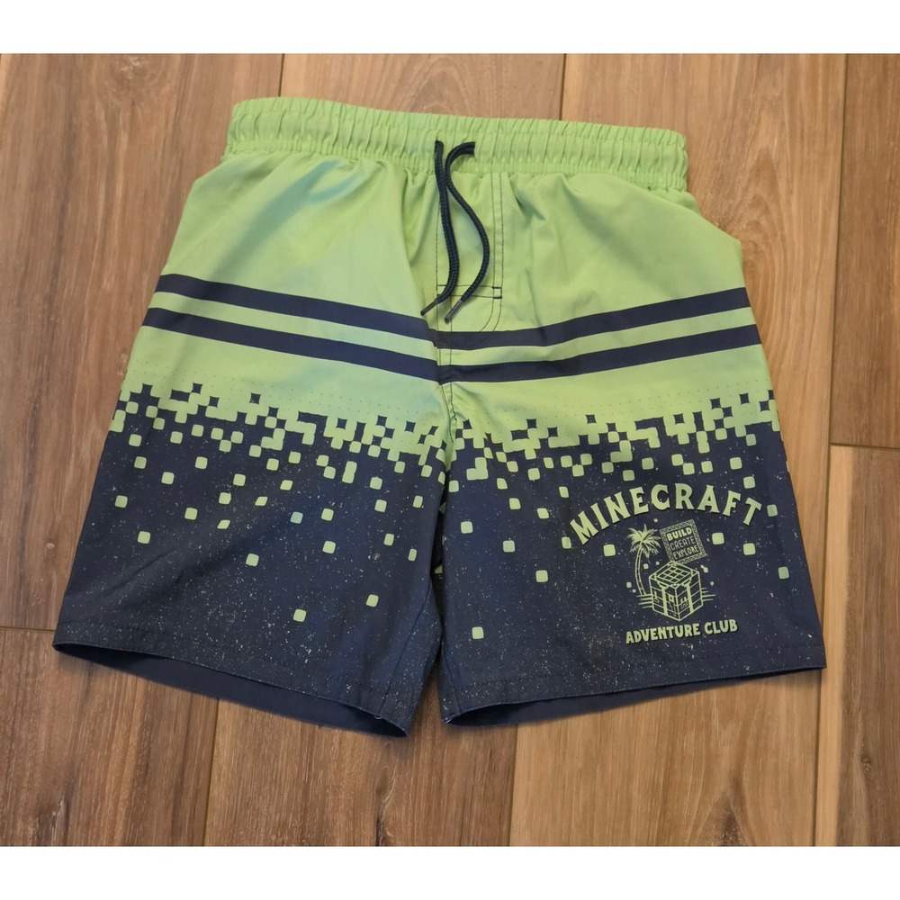 Minecraft Adventure Club Swim Trunks Youth Size 8 Green